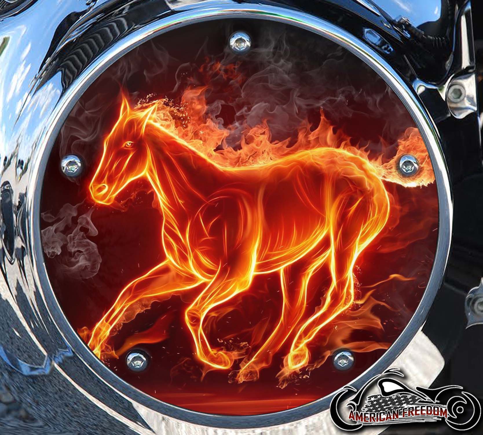 Custom Derby Cover - Horse Flames